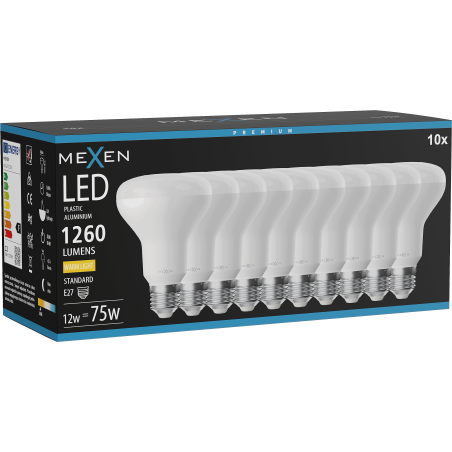 Mexen Nova 10x LED крушка E27, R80, 12W, Топла - 3000K, 1260 lm - L105-E27-1230-01x10