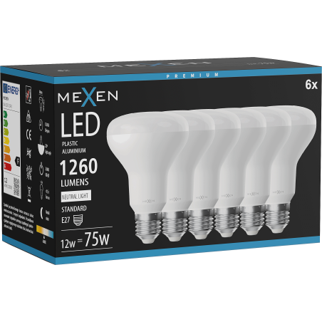 Mexen Nova 6x LED крушка E27, R80, 12W, Неутрална - 4000K, 1260 lm - L105-E27-1240-01x06