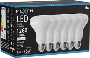 Mexen Nova 6x LED крушка E27, R80, 12W, Неутрална - 4000K, 1260 lm - L105-E27-1240-01x06