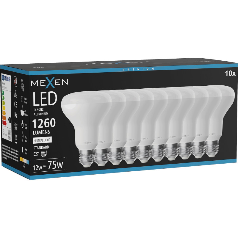 Mexen Nova 10x LED крушка E27, R80, 12W, Неутрална - 4000K, 1260 lm - L105-E27-1240-01x10
