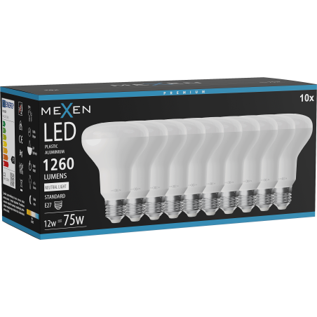Mexen Nova 10x LED крушка E27, R80, 12W, Неутрална - 4000K, 1260 lm - L105-E27-1240-01x10