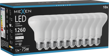 Mexen Nova 10x LED крушка E27, R80, 12W, Неутрална - 4000K, 1260 lm - L105-E27-1240-01x10