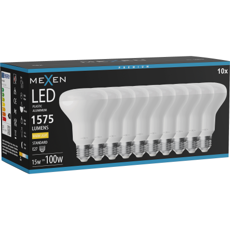 Mexen Nova 10x LED крушка E27, R80, 15W, Топла - 3000K, 1575 lm - L105-E27-1530-01x10