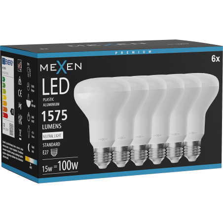 Mexen Nova 6x LED крушка E27, R80, 15W, Неутрална - 4000K, 1575 lm - L105-E27-1540-01x06