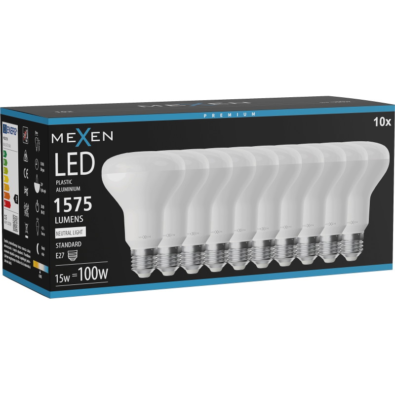 Mexen Nova 10x LED крушка E27, R80, 15W, Неутрална - 4000K, 1575 lm - L105-E27-1540-01x10