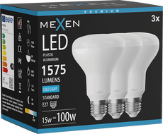 Mexen Nova 3x LED крушка E27, R80, 15W, Студено - 6500K, 1575 lm - L105-E27-1565-01x03
