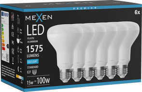 Mexen Nova 6x LED крушка E27, R80, 15W, Студена - 6500K, 1575 lm - L105-E27-1565-01x06