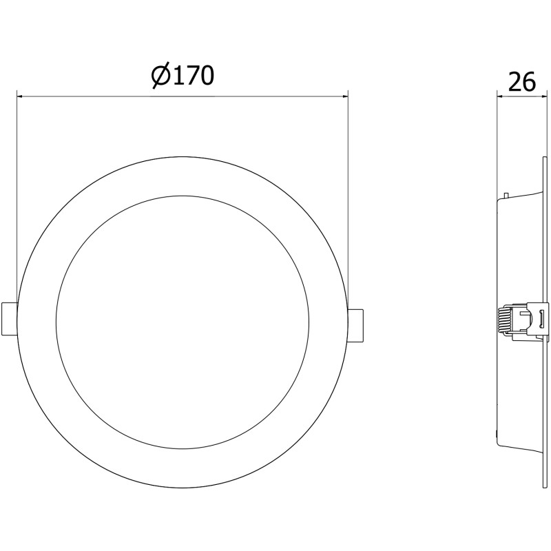 Mexen LDRR вграден LED тавански панел downlight, диаметър 17 см, 12W, Неутрална - 4000K,