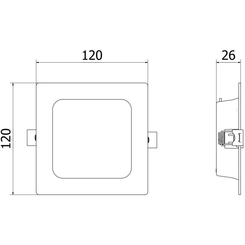 Mexen LDRR вграден LED таванен панел downlight 12 x 12 см, 6W, студена светлина - 6500K, 600