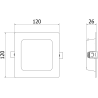 Mexen LDRR вграден LED таванен панел downlight 12 x 12 см, 6W, студена светлина - 6500K, 600