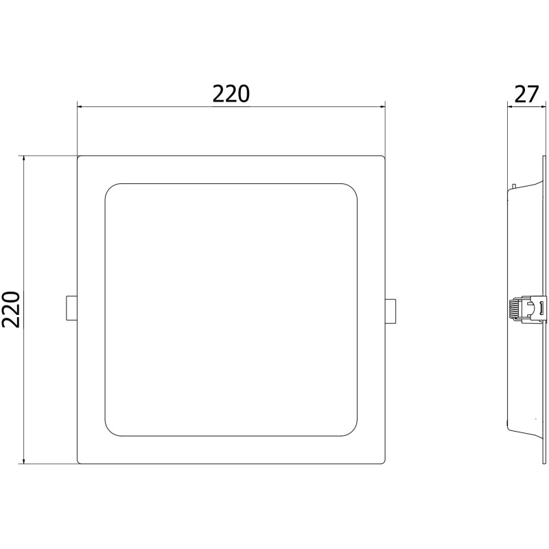 Mexen LDRR Вграден LED таванен панел тип downlight 22 x 22 см, 18W, Студена светлина -