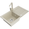 Mexen Pablo гранитна мивка с 1 камера с отцедник и кухненски смесител Rita, бежов - 6510-69-670300-69