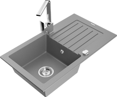 Mexen Pablo гранитна мивка с 1 отделение с отцедник и кухненски смесител Rita,