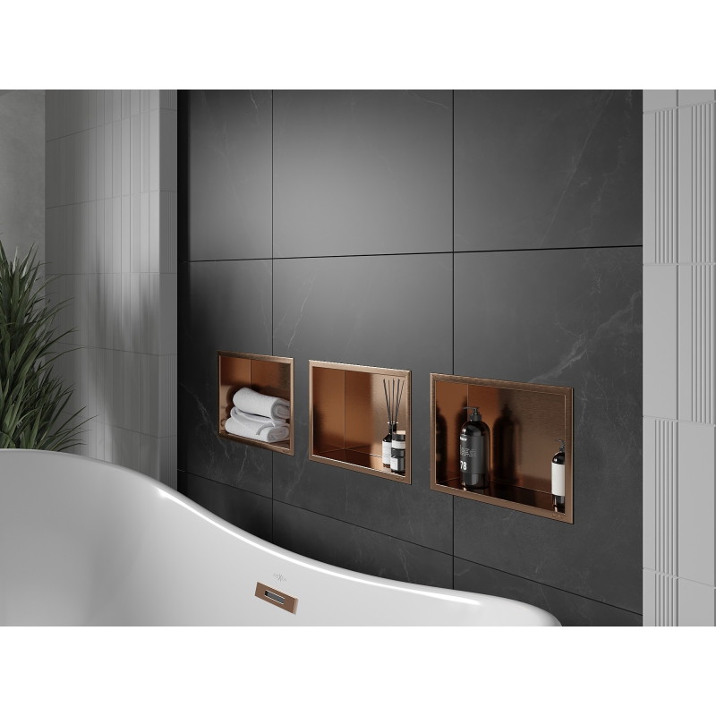 Mexen X-Wall-R вътрешен рафт с борд 30 x 20 см, четкана мед - 19C0302010
