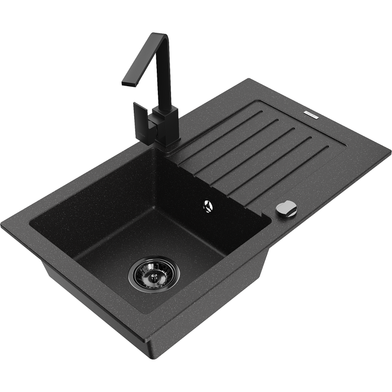 Mexen Pablo гранитна кухненска мивка с едно корито с отцедник и кухненски