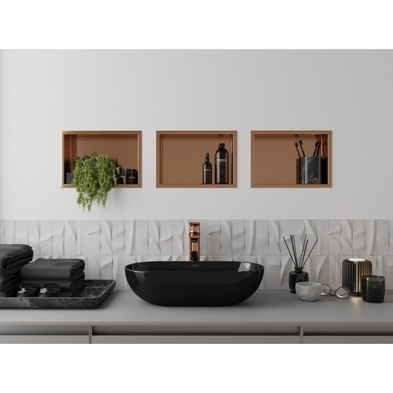 Mexen X-Wall-R вътрешен рафт с борд 30 x 20 см, четкана мед - 19C0302010
