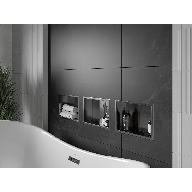 Mexen X-Wall-R вградена полица с яка 30 x 20 cm, матиран gun gray - 19E0302010