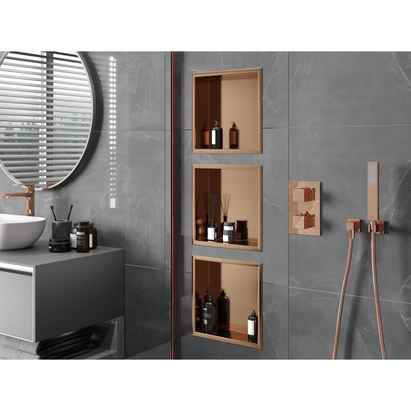 Mexen X-Wall-R ниша с рафт с яка 30 x 30 см, четкана мед - 19C0303010