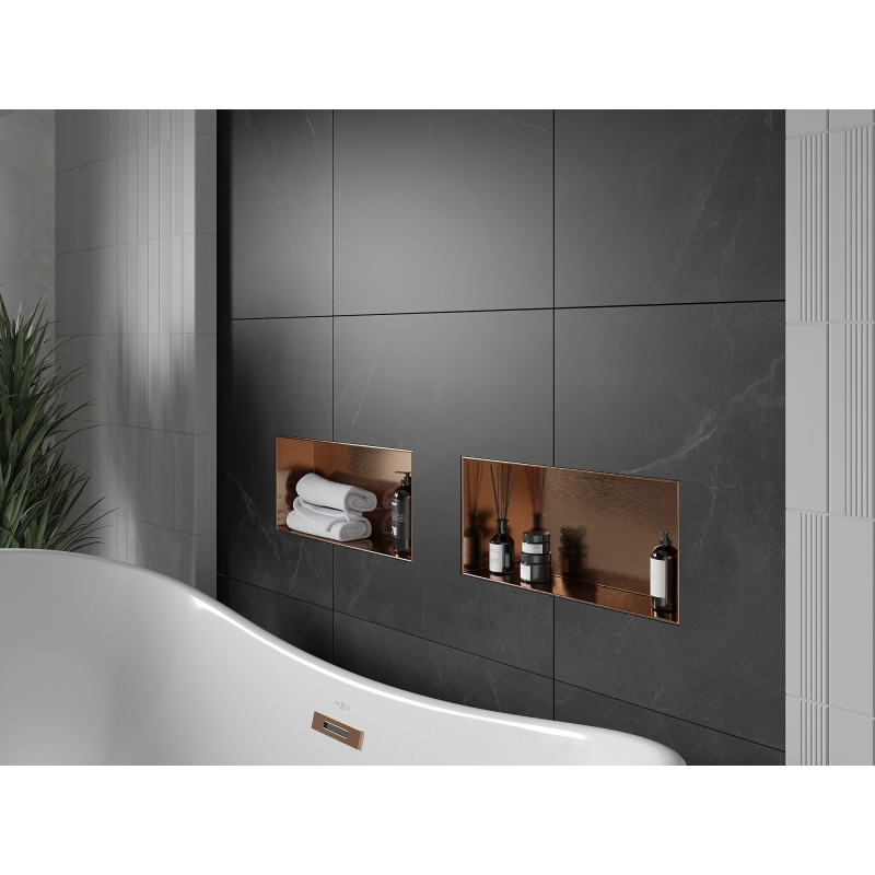 Mexen X-Wall-NR нишева полица без фланец 45 x 20 см, четкана мед - 19C1452010