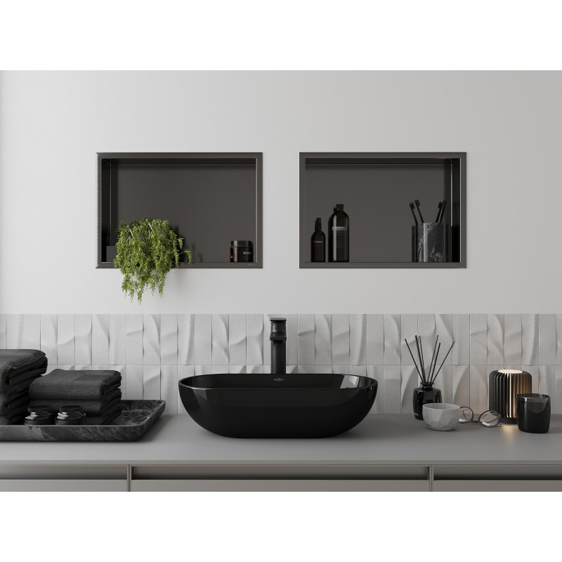 Mexen X-Wall-R нишова полица с фланец 45 x 30 см, четкано сиво-гън метал - 19E0453010