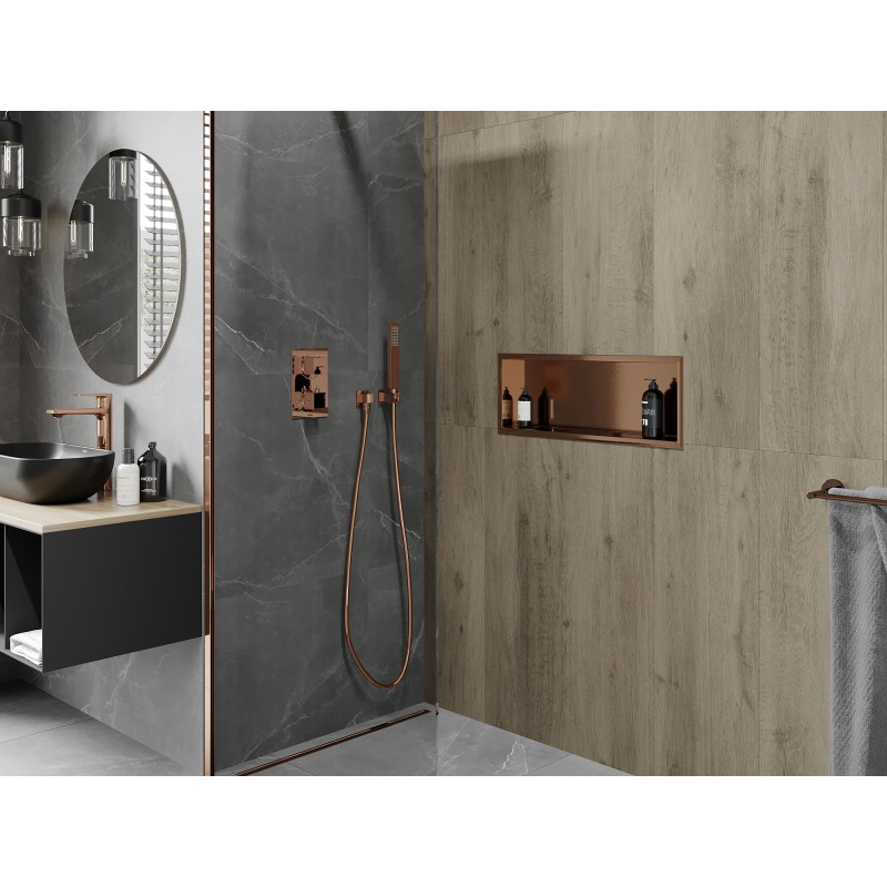 Mexen X-Wall-R нишева полица с фланец 60 x 20 см, четкана мед - 19C0602010