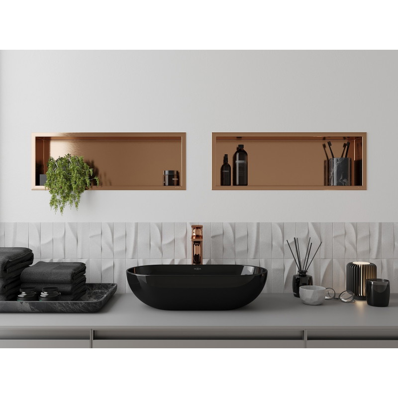 Mexen X-Wall-R нишева полица с фланец 60 x 20 см, четкана мед - 19C0602010