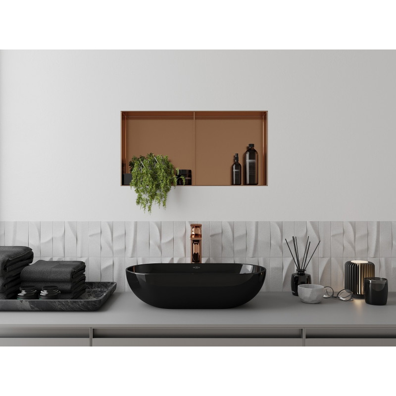 Mexen X-Wall-NR вграденият рафт без фланец с рафт 60 x 30 см, четкана мед - 19C1603010S
