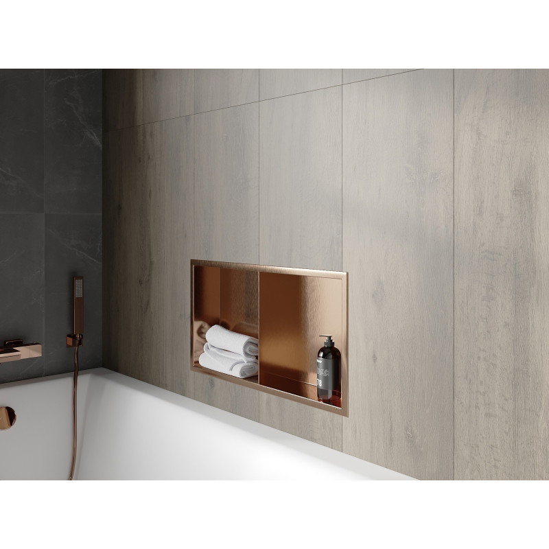 Mexen X-Wall-R нишева полица с борд и рафт 60 x 30 см, четкана мед - 19C0603010S