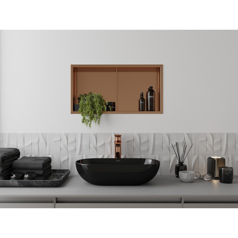Mexen X-Wall-R нишева полица с борд и рафт 60 x 30 см, четкана мед - 19C0603010S