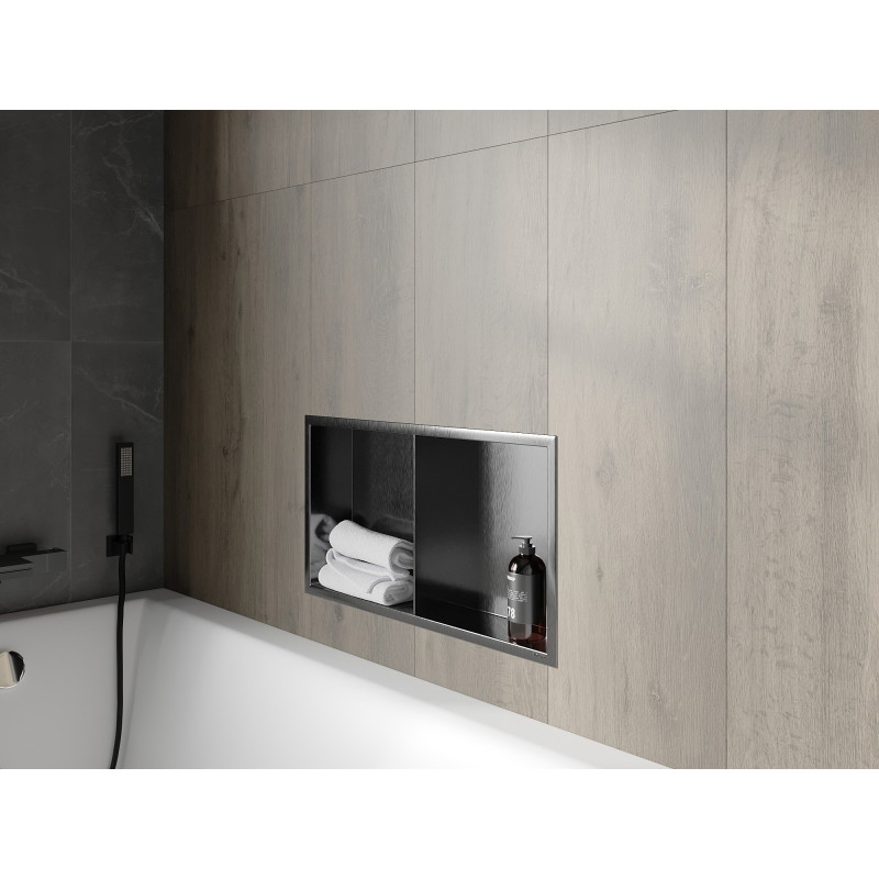 Mexen X-Wall-R вградена рафт с фланец и рафт 60 x 30 см, четкава сива стомана