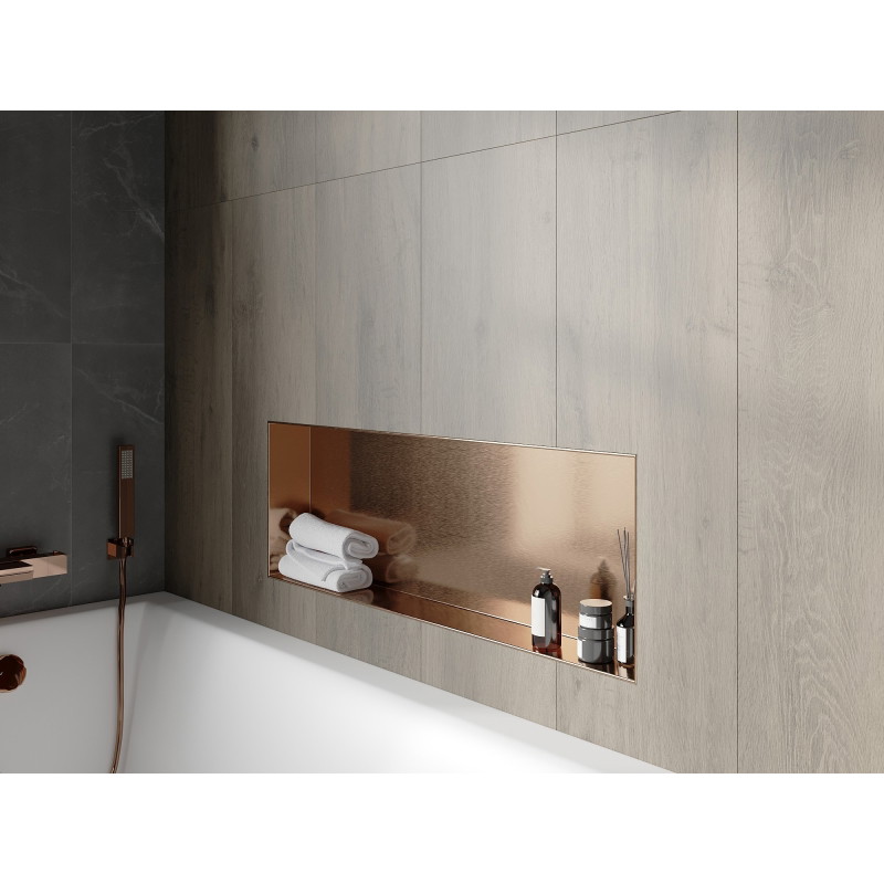 Mexen X-Wall-NR нишева полица без фланец 90 x 30 см, четкана мед - 19C1903010