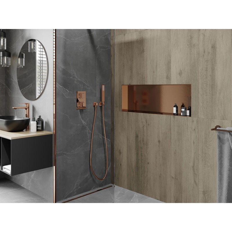 Mexen X-Wall-NR нишева полица без фланец 90 x 30 см, четкана мед - 19C1903010