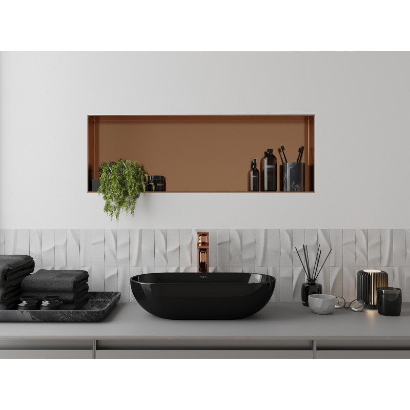 Mexen X-Wall-NR нишева полица без фланец 90 x 30 см, четкана мед - 19C1903010