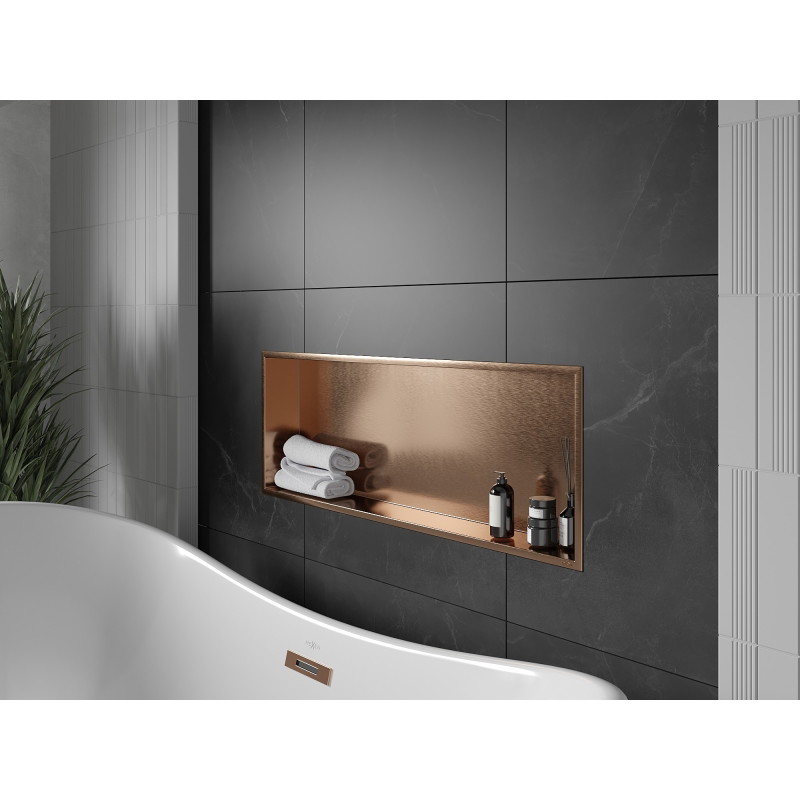 Mexen X-Wall-R ъглов рафт с фланец 90 x 30 см, четкана мед - 19C0903010