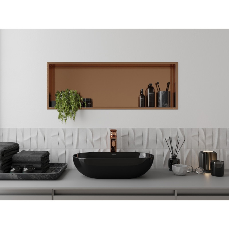 Mexen X-Wall-R ъглов рафт с фланец 90 x 30 см, четкана мед - 19C0903010