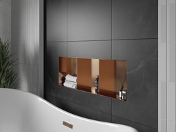 Mexen X-Wall-NR вдлъбната етажерка без фланец с рафт 90 x 30 см, четкана мед