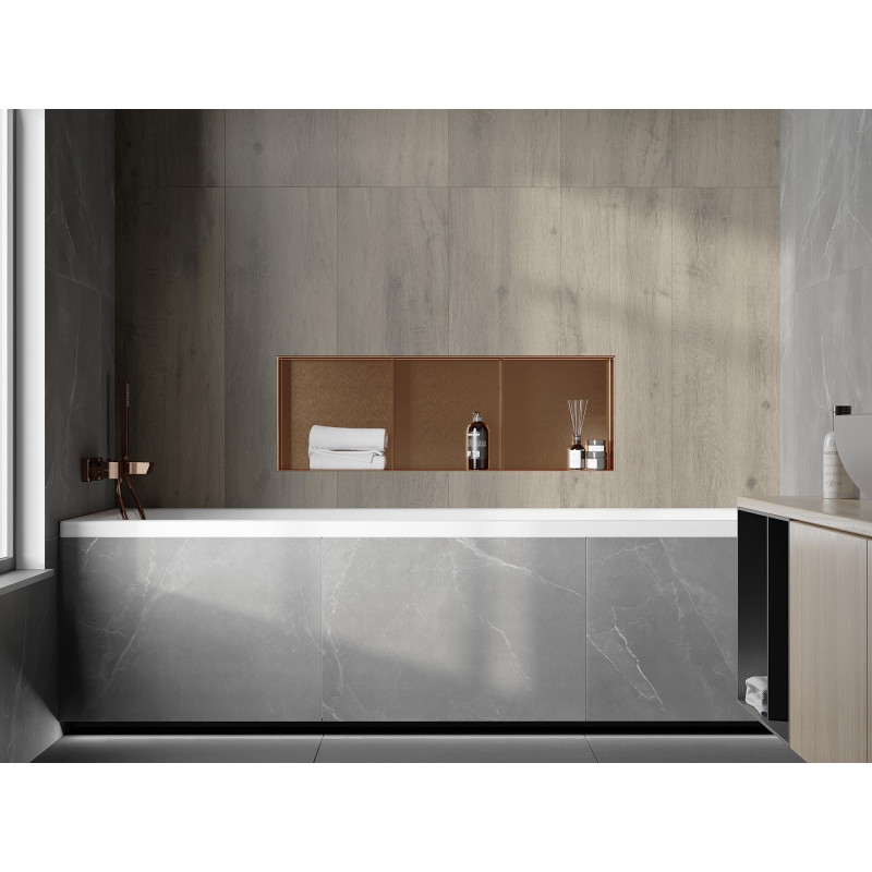 Mexen X-Wall-NR вдлъбната етажерка без фланец с рафт 90 x 30 см, четкана мед