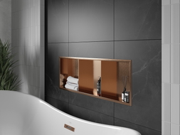 Mexen X-Wall-R нишева лавица с яка и рафт 90 x 30 см, матирана мед - 19C0903010S
