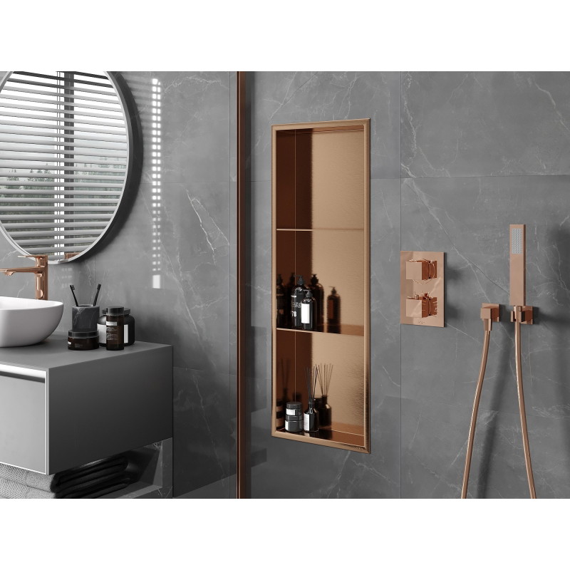 Mexen X-Wall-R нишева лавица с яка и рафт 90 x 30 см, матирана мед - 19C0903010S