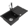 Mexen Pablo гранитна мивка с 1 камера с отцедник и кухненски смесител Rita, черен - 6510-77-670300-00