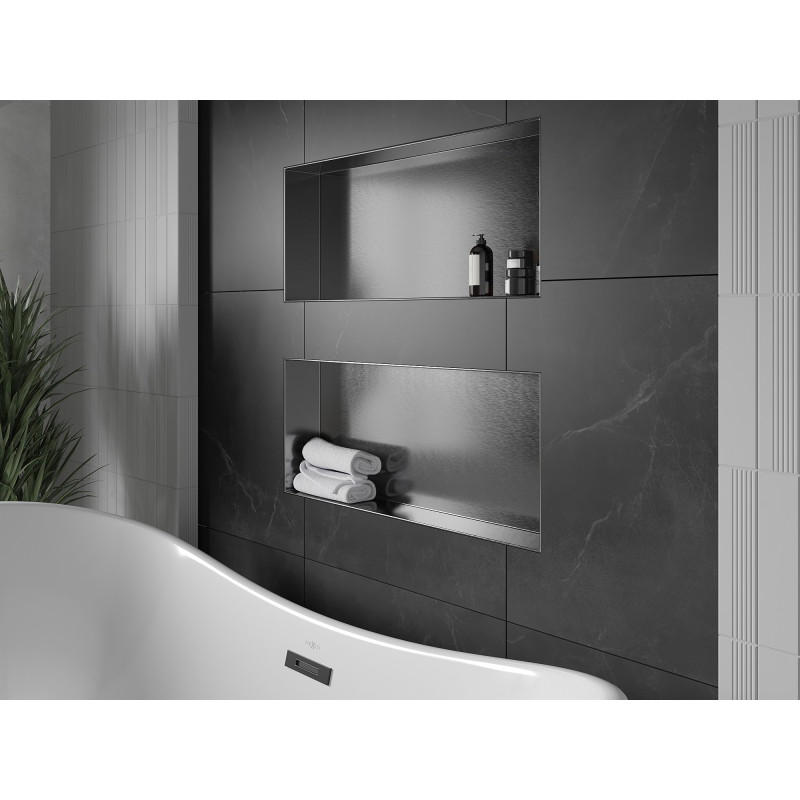 Mexen X-Wall-NR нишева полица без яка 75 x 30 см, четкано сиво - 19E1753010