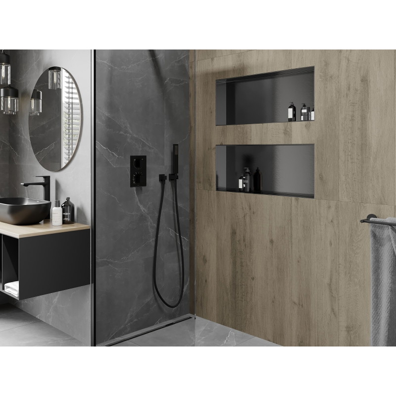 Mexen X-Wall-NR нишева полица без яка 75 x 30 см, четкано сиво - 19E1753010