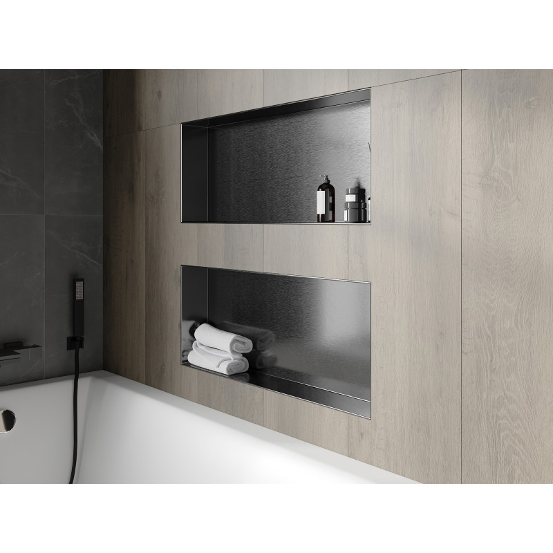 Mexen X-Wall-NR нишева полица без яка 75 x 30 см, четкано сиво - 19E1753010