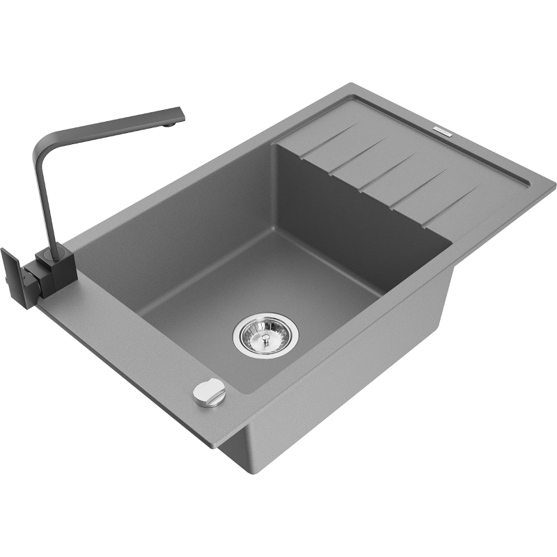 Mexen Elias гранитна мивка с една камера с отцедник и кухненски смесител