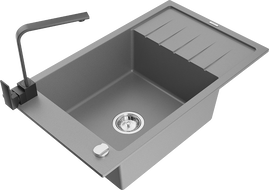 Mexen Elias гранитна мивка с една камера с отцедник и кухненски смесител