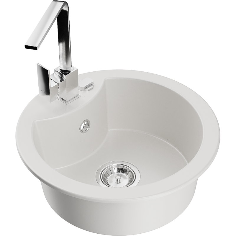 Mexen Diego гранитна мивка с 1 отделение с кухненски смесител Рита, бял