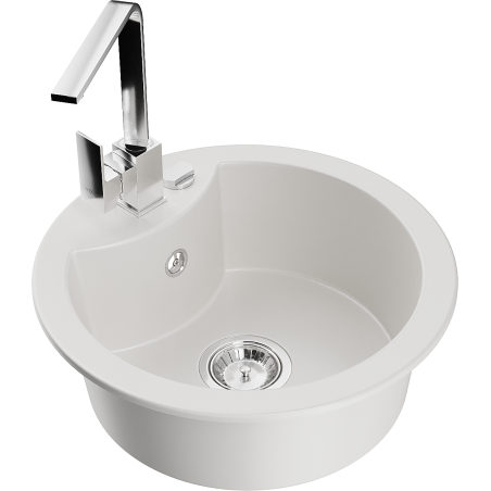 Mexen Diego гранитна мивка с 1 отделение с кухненски смесител Рита, бял