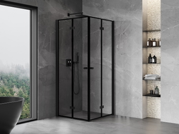 Mexen Mist-F Дюо сгъваема душ кабина 85 x 85 см, черна рамка, черна - 8A6-085L-085P-70-70