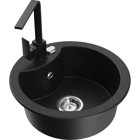 Mexen Diego гранитна мивка с 1 камера с кухненски смесител Rita, черна