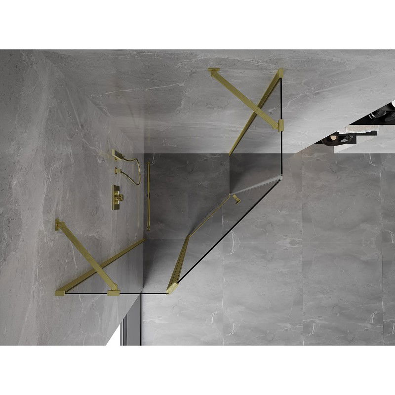 Mexen Mist петоъгълна душ кабина, отваряема 90 x 90 см, прозрачна, златна
